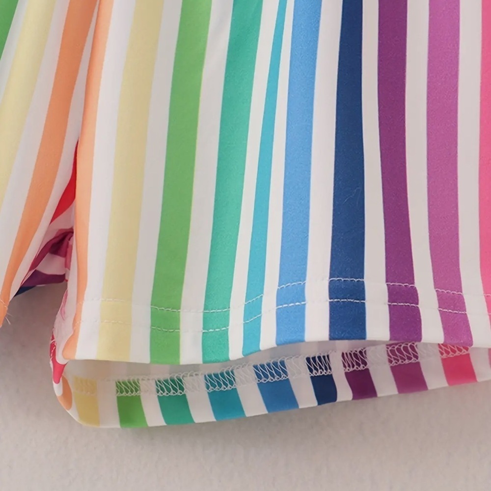Colorful Striped Kids Shorts Romper - Picture 5 of 5